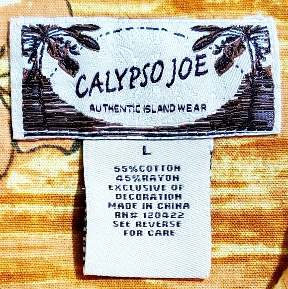 CALYPSO JOE AUTHENTIC ISLAND WEAR HAWAIIAN SHIRT. MENS Sz:L BRIGHT BEACH SCENE. - Picture 2 of 12